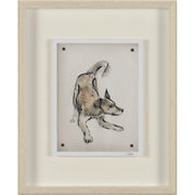 Playful Pup Hand Embelished Framed Artwork Matted under Glass