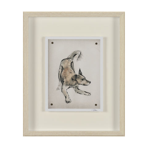 Playful Pup Hand Embelished Framed Artwork Matted under Glass