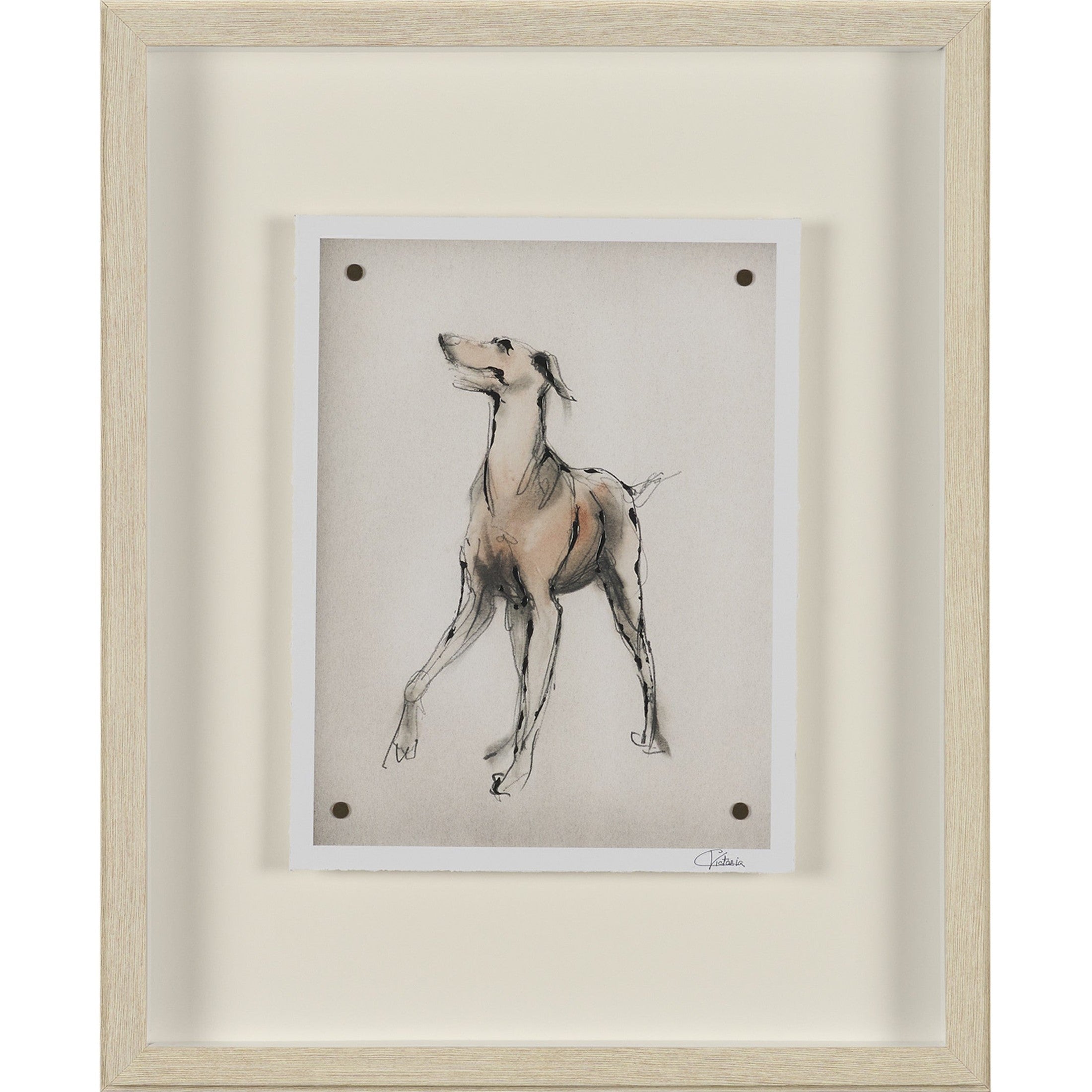 Playful Pup Hand Embelished Framed Artwork Matted under Glass