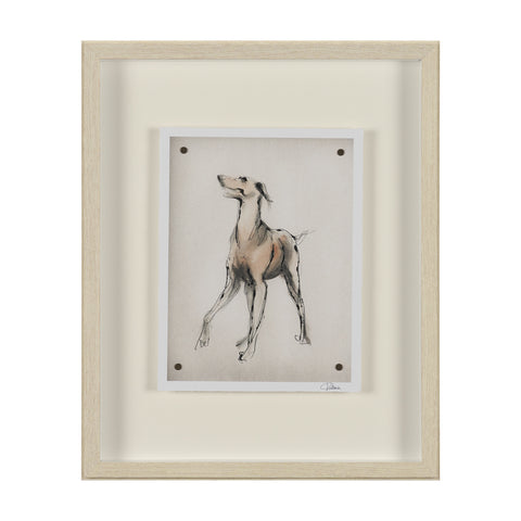 Playful Pup Hand Embelished Framed Artwork Matted under Glass