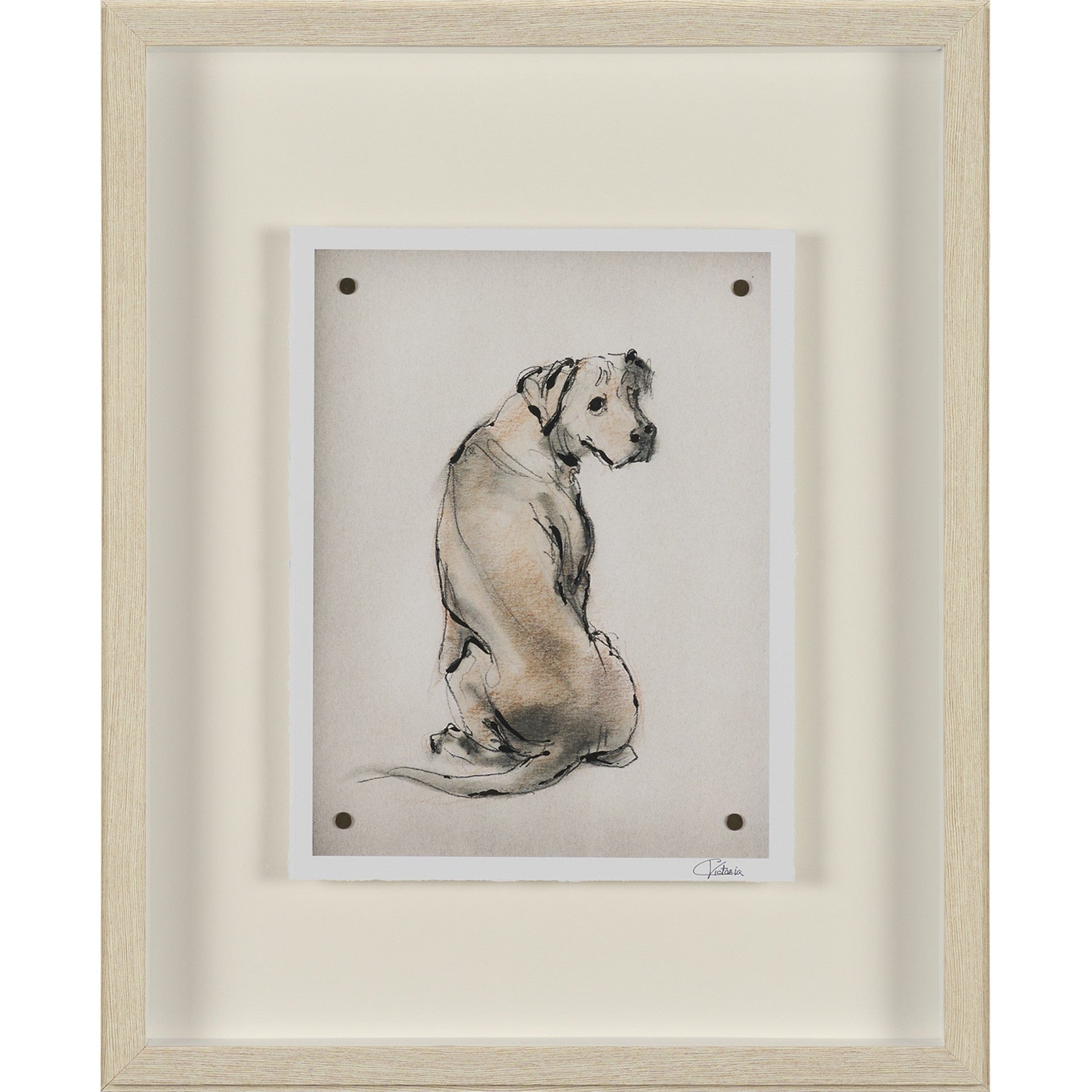 Playful Pup Hand Embelished Framed Artwork Matted under Glass
