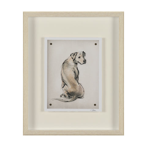 Playful Pup Hand Embelished Framed Artwork Matted under Glass