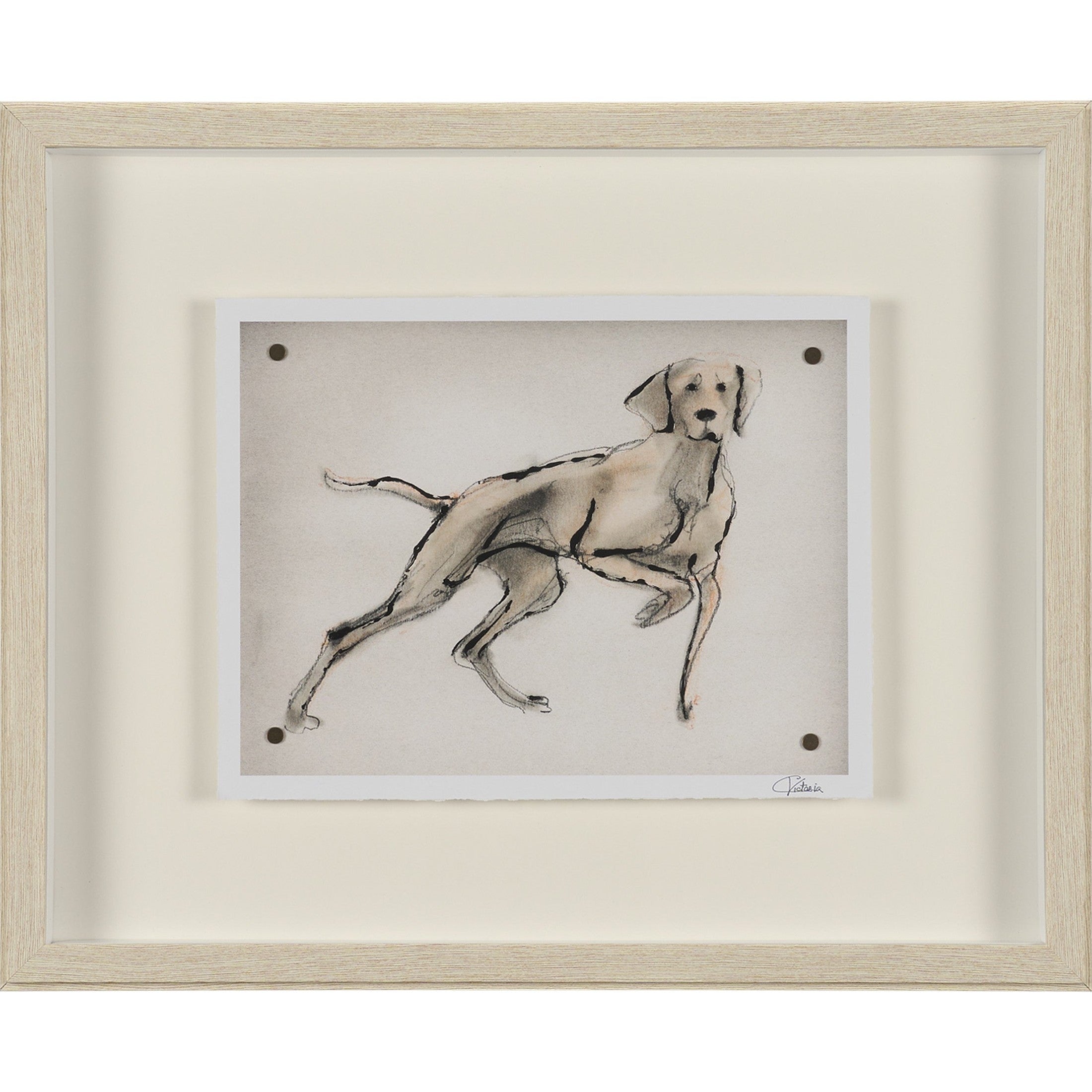 Playful Pup Hand Embelished Framed Artwork Matted under Glass