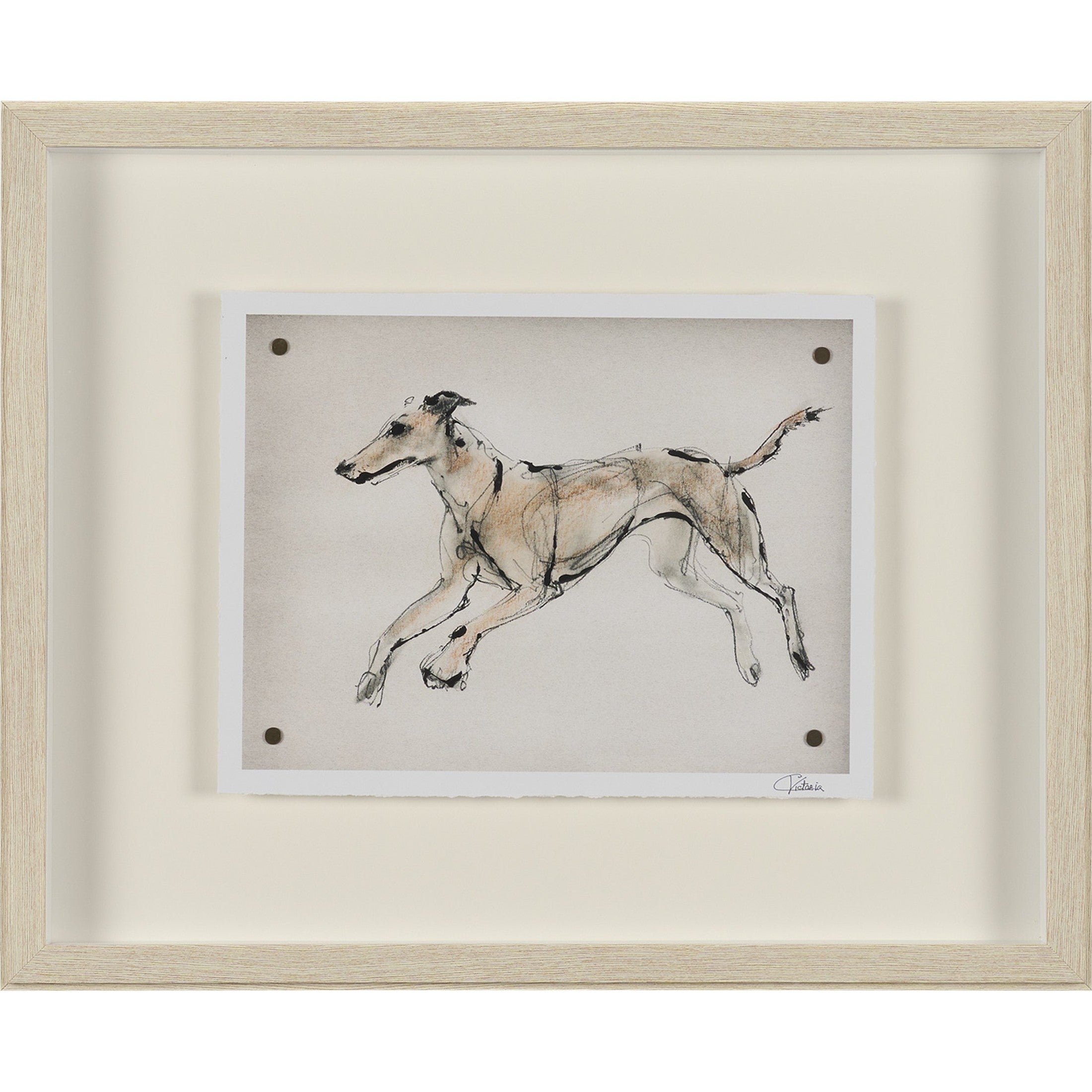 Playful Pup Hand Embelished Framed Artwork Matted under Glass