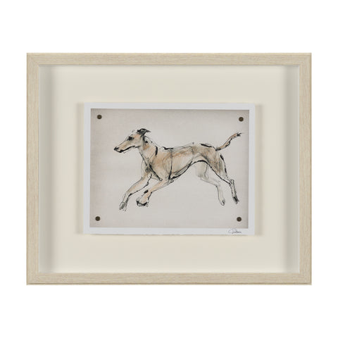 Playful Pup Hand Embelished Framed Artwork Matted under Glass