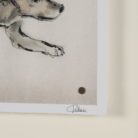 Playful Pup Hand Embelished Framed Artwork Matted under Glass