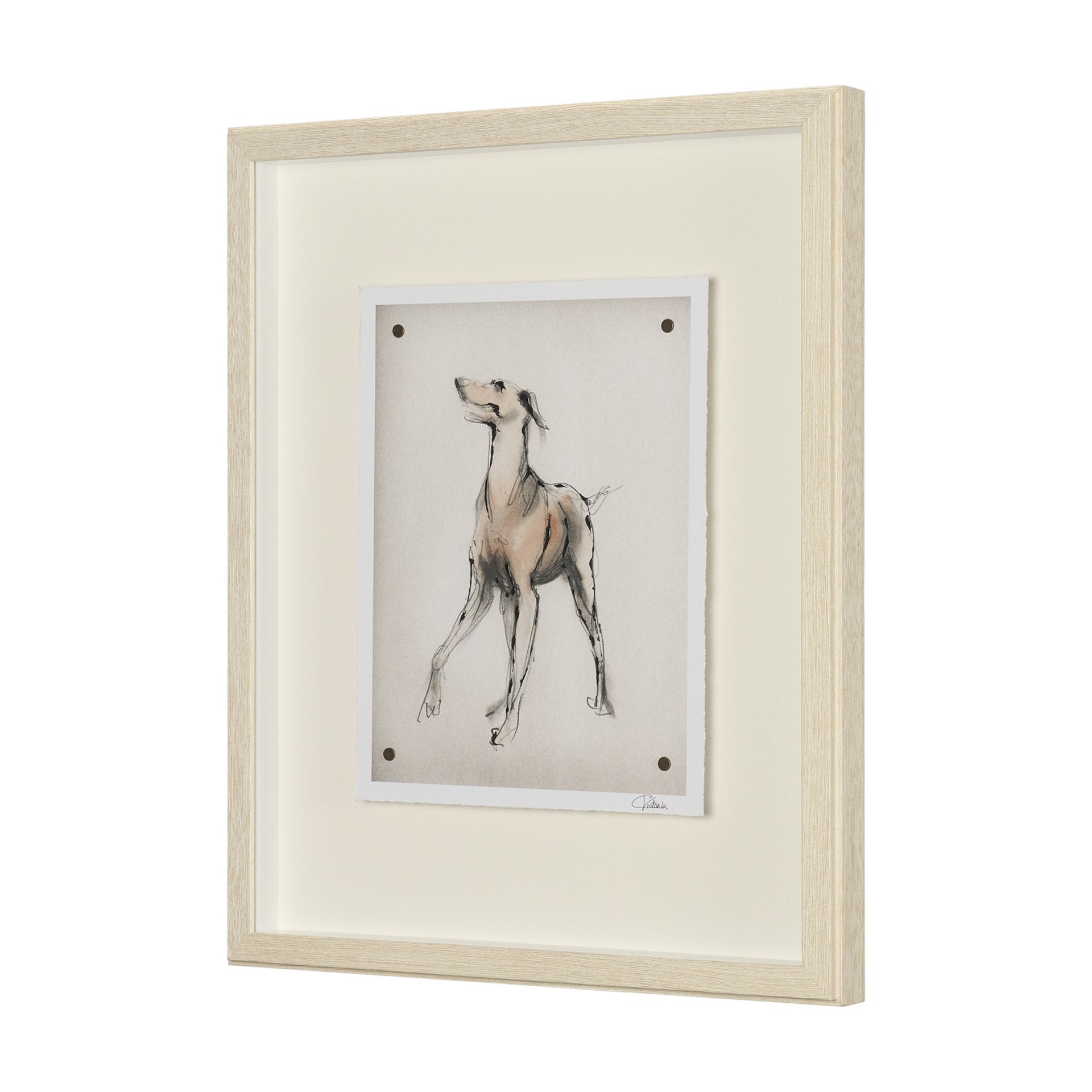 Playful Pup Hand Embelished Framed Artwork Matted under Glass