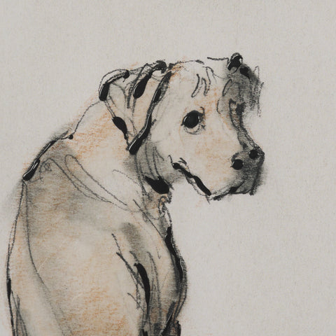 Playful Pup Hand Embelished Framed Artwork Matted under Glass