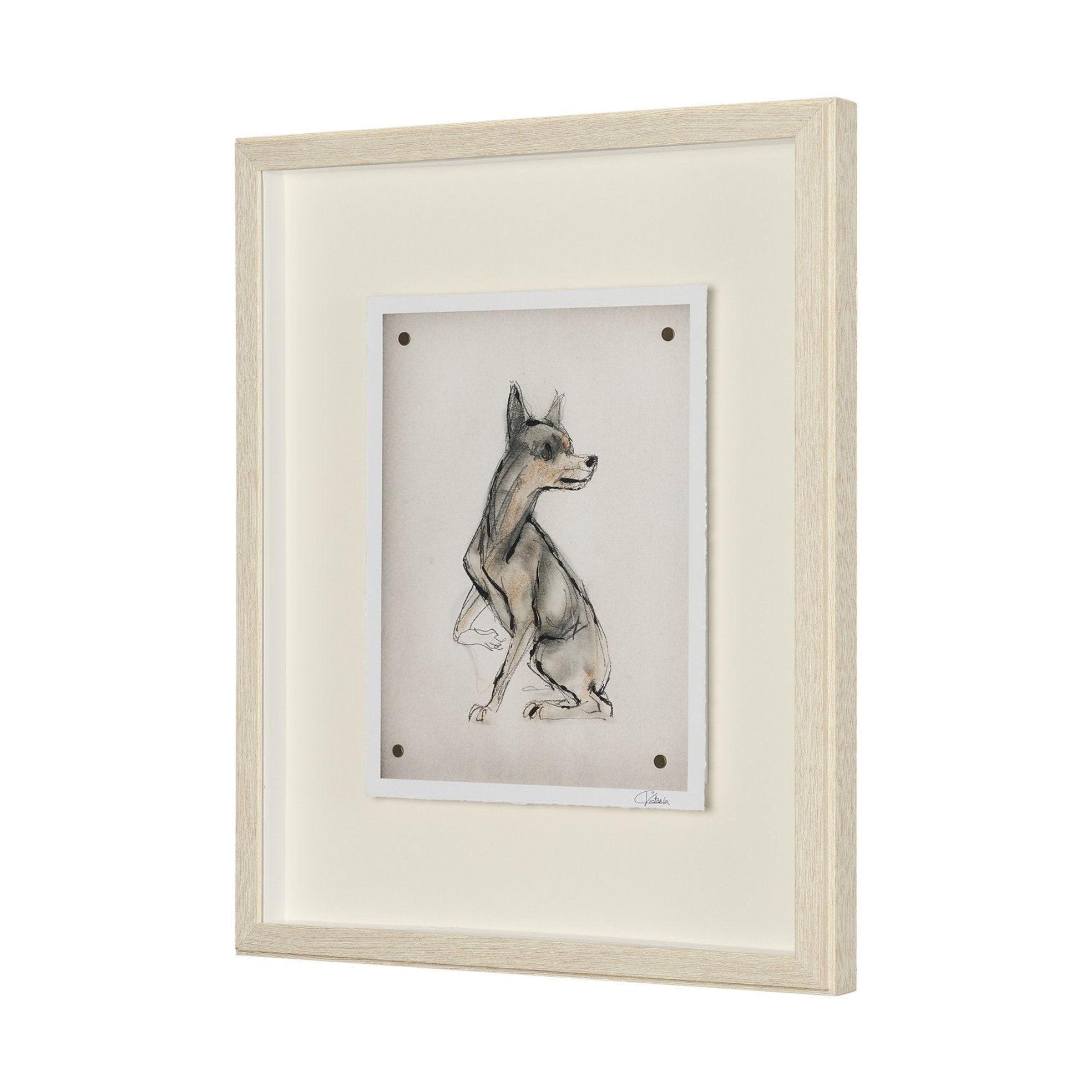 Playful Pup Hand Embelished Framed Artwork Matted under Glass