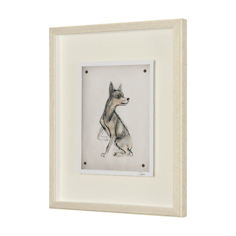 Playful Pup Hand Embelished Framed Artwork Matted under Glass