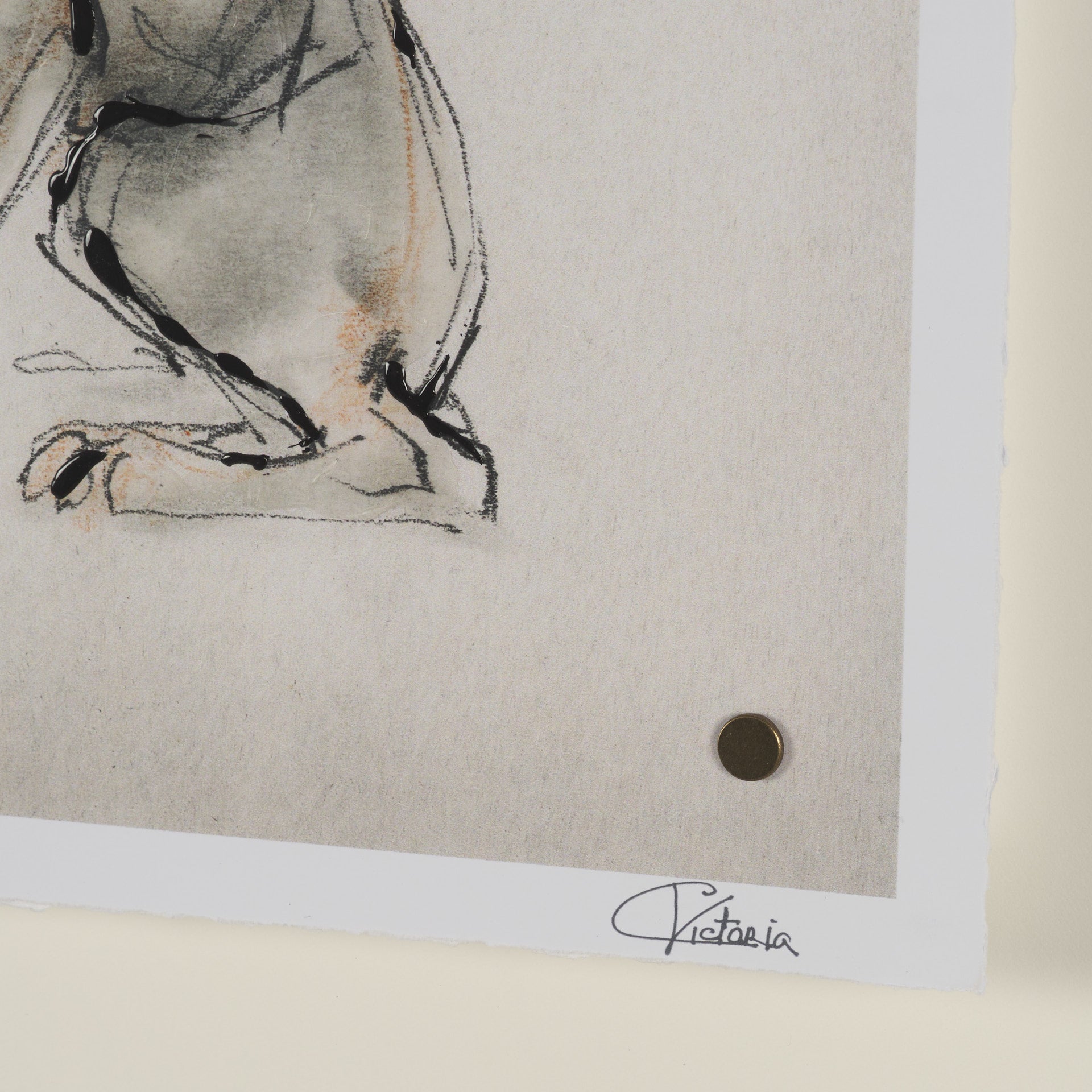 Playful Pup Hand Embelished Framed Artwork Matted under Glass
