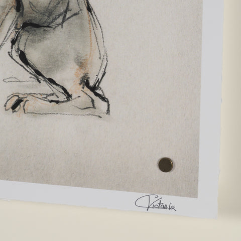 Playful Pup Hand Embelished Framed Artwork Matted under Glass