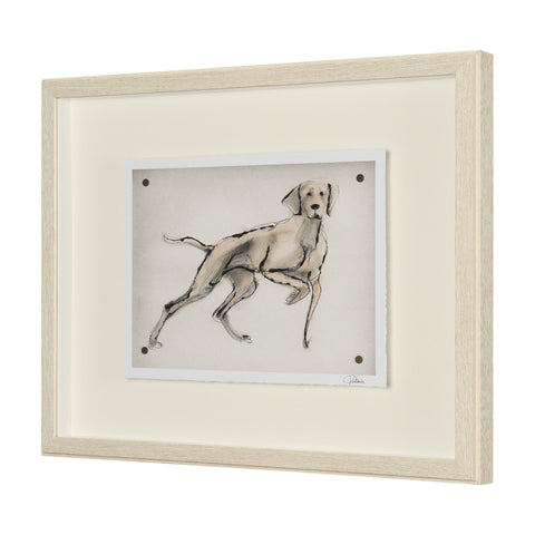 Playful Pup Hand Embelished Framed Artwork Matted under Glass