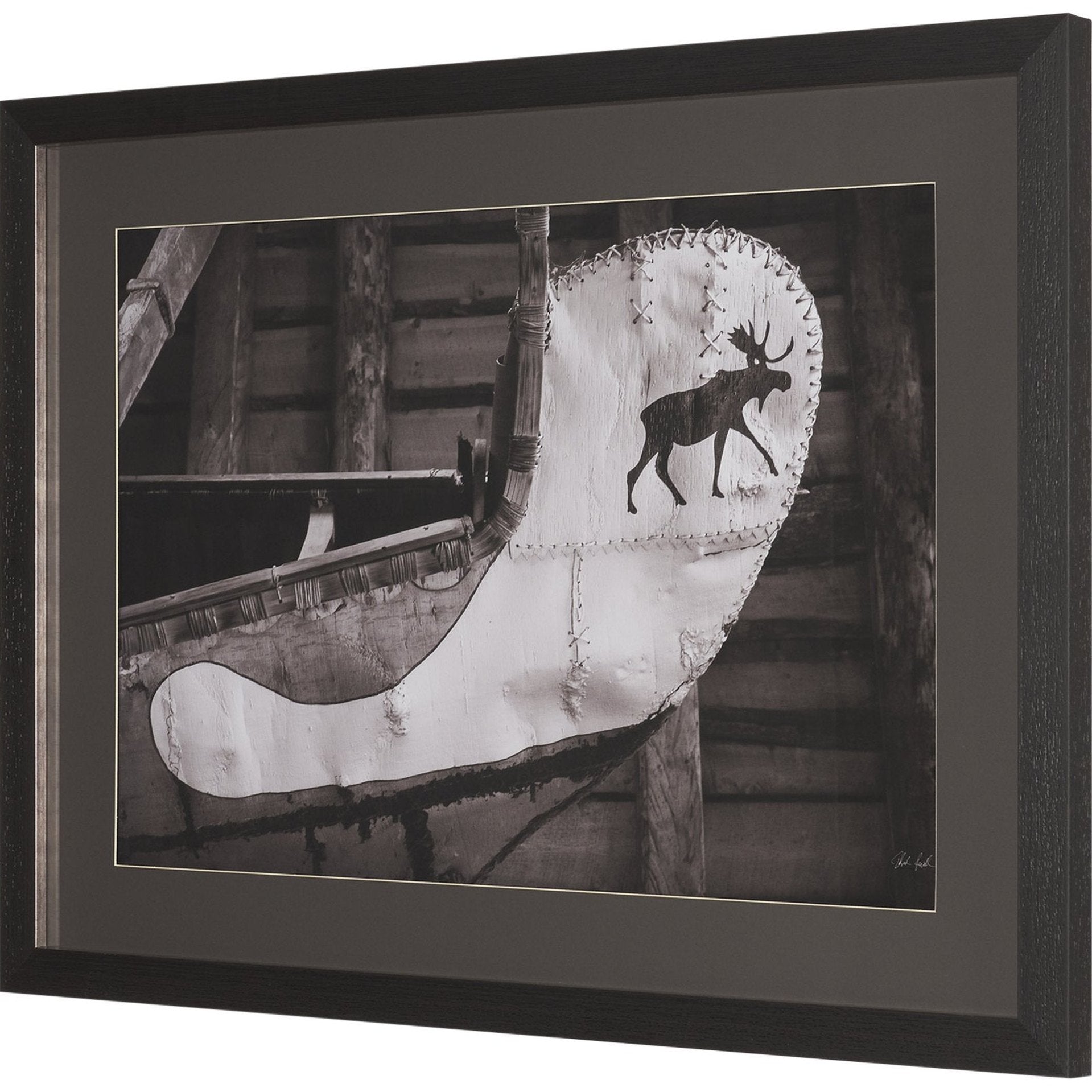 Moose Canoe Framed Art Print Matted under Glass