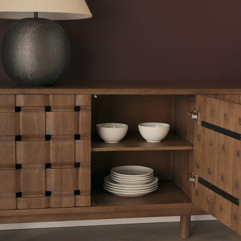 Trellyn 4-Door w/ Carved Woven Doors Closed Sideboard