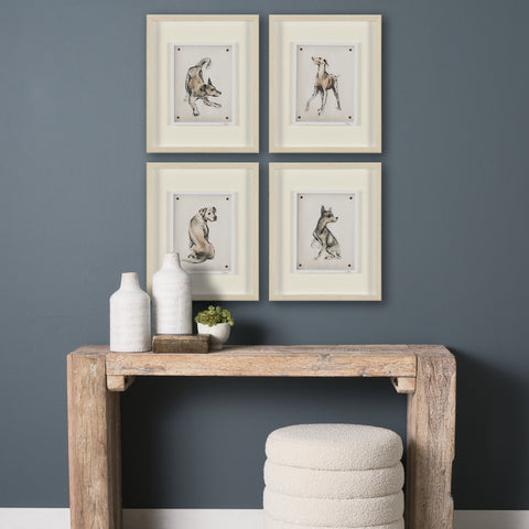 Playful Pup Hand Embelished Framed Artwork Matted under Glass