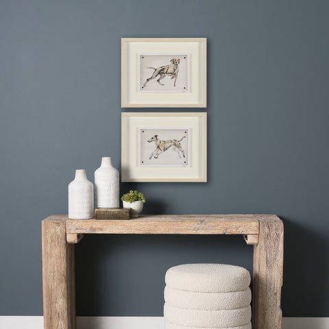 Playful Pup Hand Embelished Framed Artwork Matted under Glass