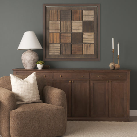 Timber Mosaic Handmade Original Framed Artwork Matted