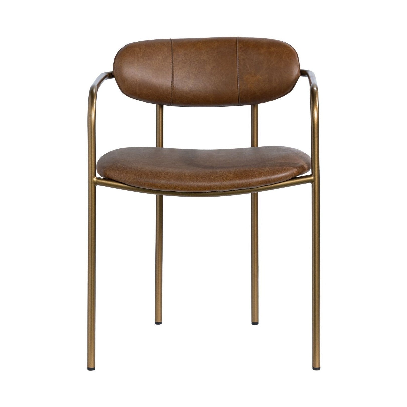 Parker Brown Leather Seat Gold Metal Frame Dining Chair