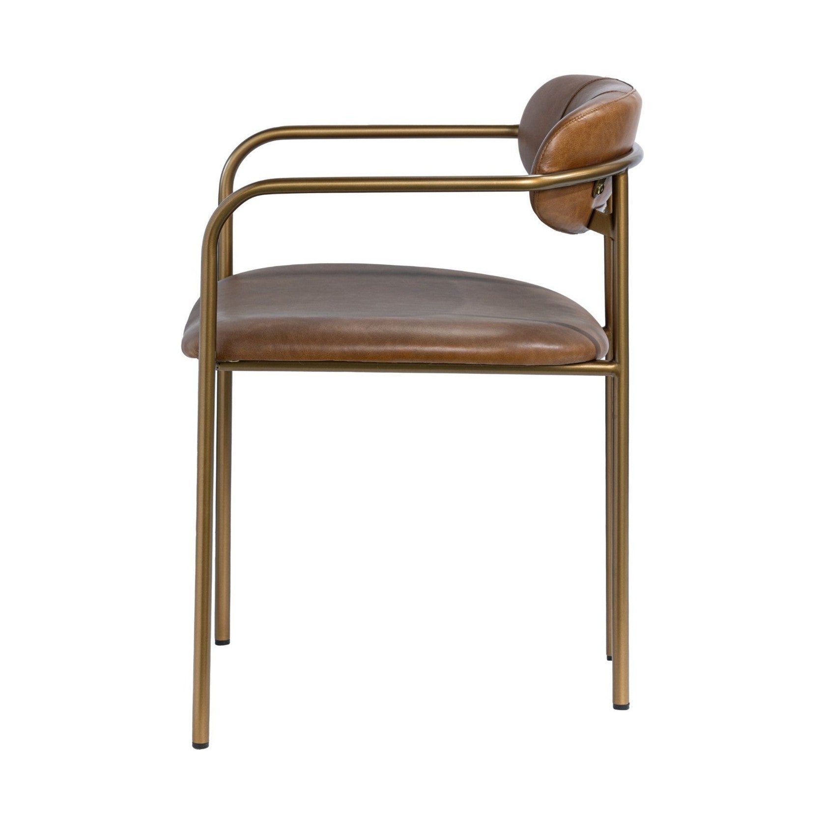 Parker Brown Leather Seat Gold Metal Frame Dining Chair