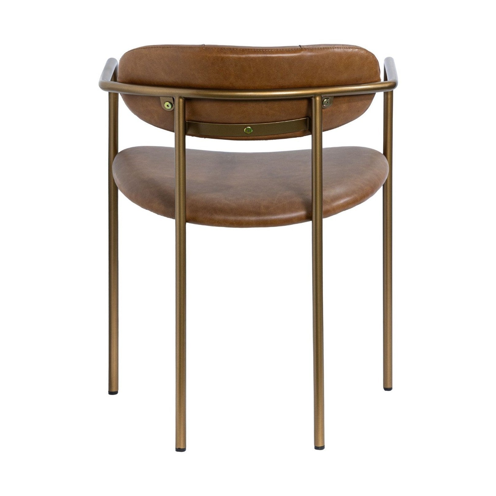Parker Brown Leather Seat Gold Metal Frame Dining Chair