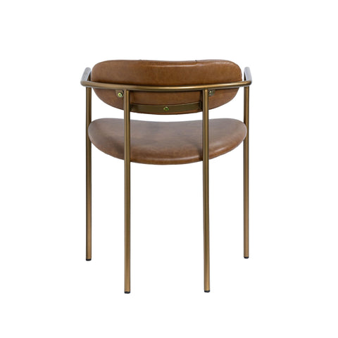 Parker Brown Leather Seat Gold Metal Frame Dining Chair