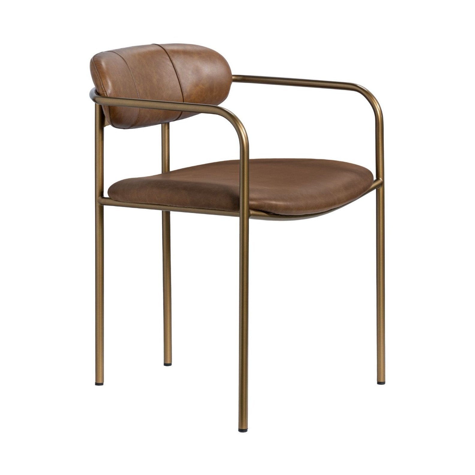 Parker Brown Leather Seat Gold Metal Frame Dining Chair