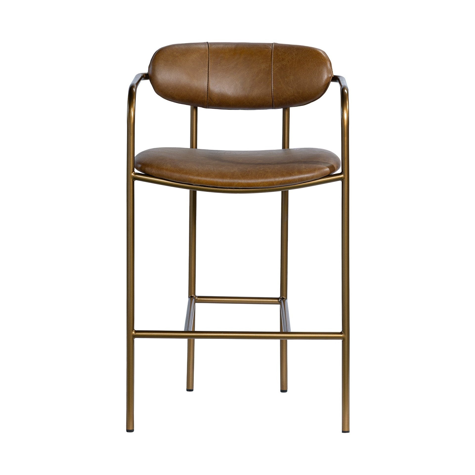 Parker Brown Leather Seat Gold Metal Counter Stool