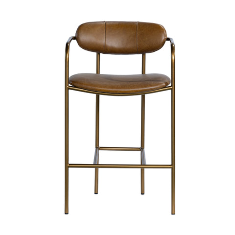 Parker Brown Leather Seat Gold Metal Counter Stool