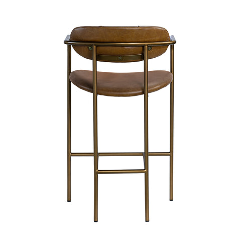 Parker Brown Leather Seat Gold Metal Counter Stool