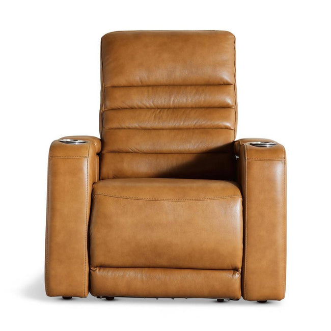 Creston Genuine Leather Power Recliner Chair with Power Headrest – USB/C - LED Lights - Cup Holders & Storage