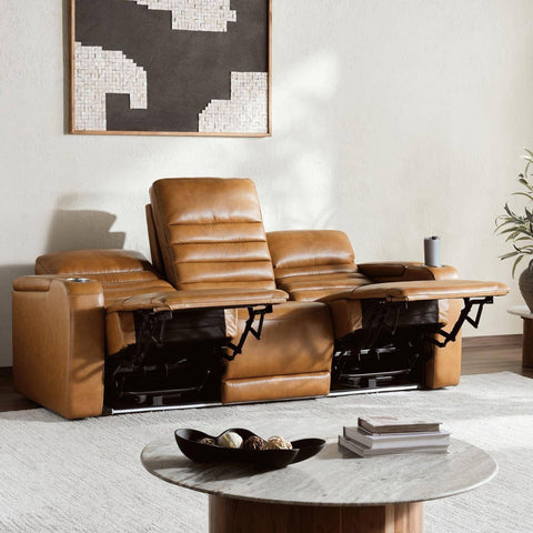 Creston Genuine Leather 3-Seater Power Recliner Sofa with Power Headre