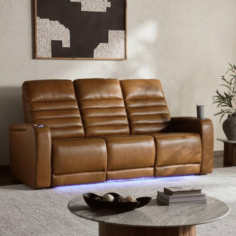 Creston Genuine Leather 3-Seater Power Recliner Sofa with USB & Wirele