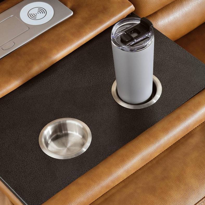 Creston Genuine Leather 3-Seater Power Recliner Sofa with Power Headrest Wireless Charging, USB/C LED lights – Cup Holders & Storage