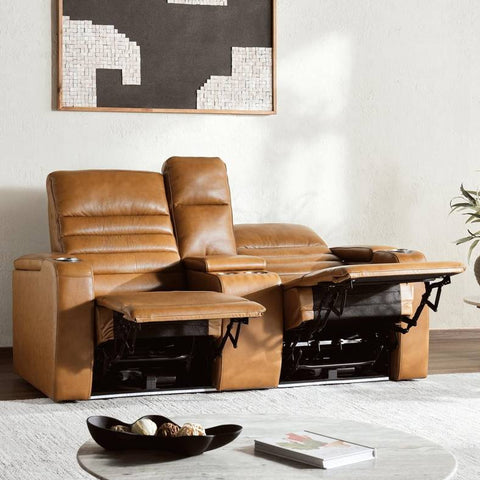 Creston Genuine Leather Power Recliner Loveseat with USB & Storage