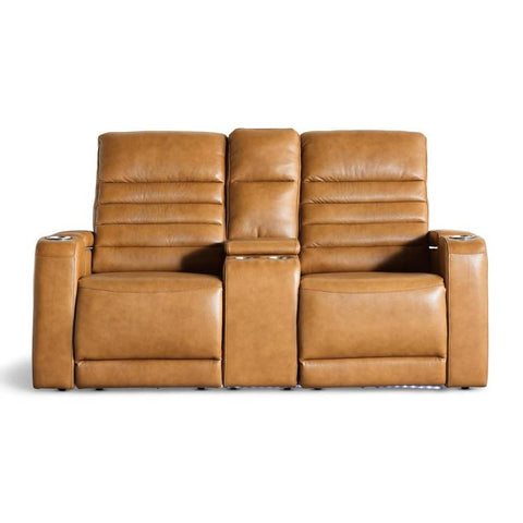 Creston Genuine Leather Power Recliner Loveseat with USB & Storage