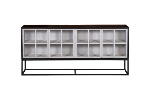 Wendal Wooden Glass Section Four Door Cabinet