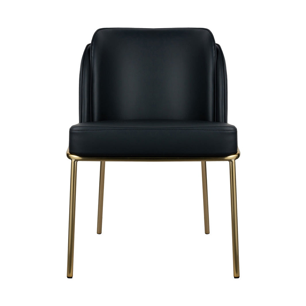 Angelo Dining Chair – Black PU with Gold Legs