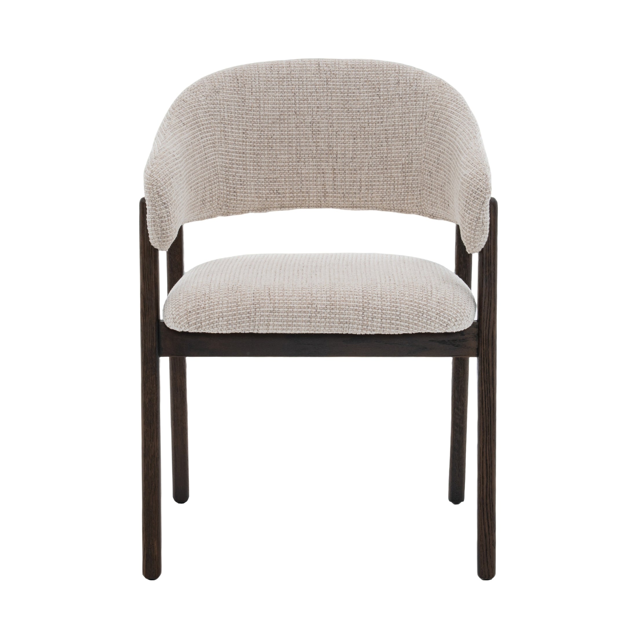Brina Dining Chair – Beige Upholstery & Dirty Oak Wood Frame