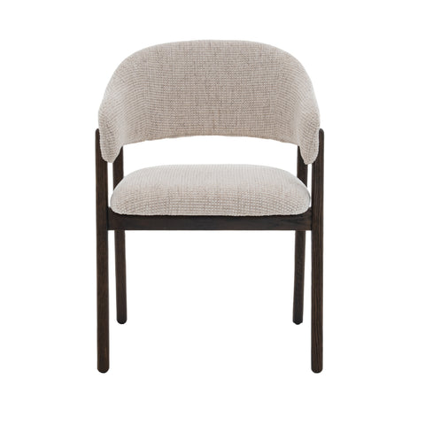 Brina Dining Chair – Beige Upholstery & Dirty Oak Wood Frame