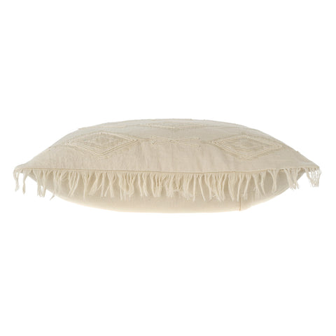 Jacquard Fringe Pillow Cream