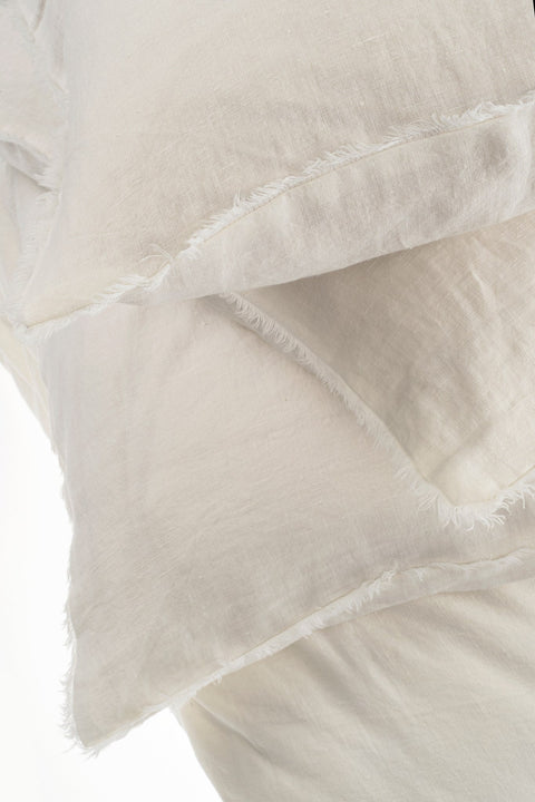 Lina Linen Queen Duvet Set, Ivory