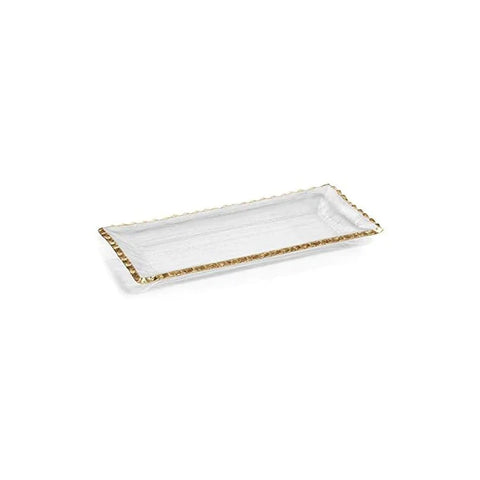 Textured Rectangular Tray w/ Jagged Gold Rim