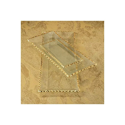 Textured Rectangular Tray w/ Jagged Gold Rim