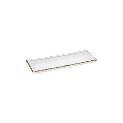 Textured Rectangular Tray w/ Jagged Gold Rim