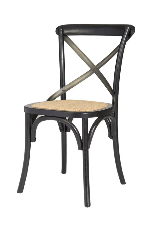 Cross Back Chair w/ Rattan Seat