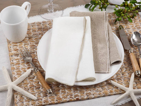 Stonewashed Stitch Border Table Napkins - Ivory (Set of 4)