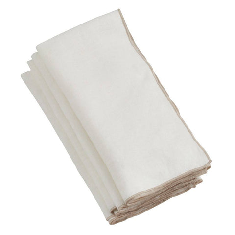 Stonewashed Stitch Border Table Napkins - Ivory (Set of 4)