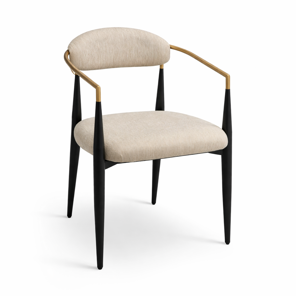 Pilla Dining Chair - Gold Arms - Beige
