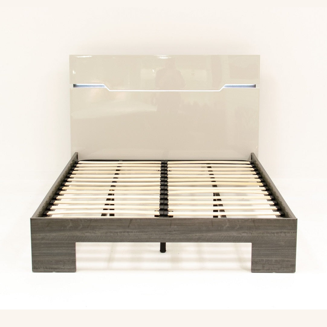 Benson Grey/ Brown Glossy Finish King Bed no storage